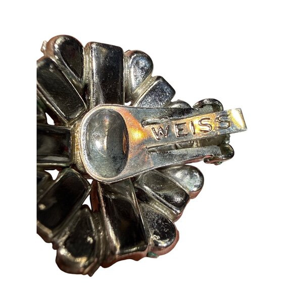 Collectible WEISS Black Rhinestone Clip-On Statement VTG Earrings Mid-Century Gl - Picture 3 of 5